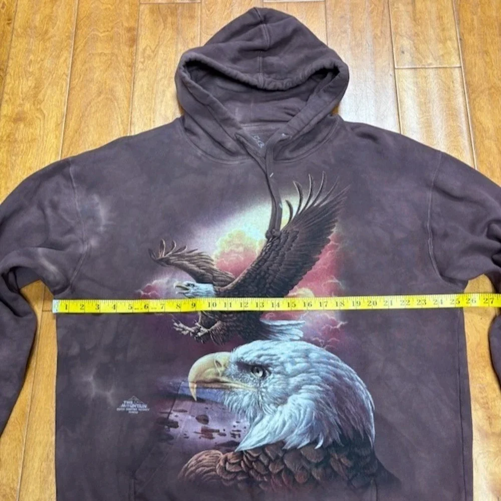 The Mountain Mens Eagle & Clouds Hoodie Size L Dimitar Neshev 2011 USA Patriotic